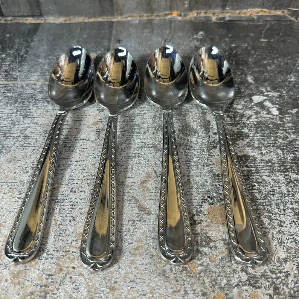 4‎ Hampton Silversmiths Nobility Stainless 18/10 Oval Soup Spoons 8”